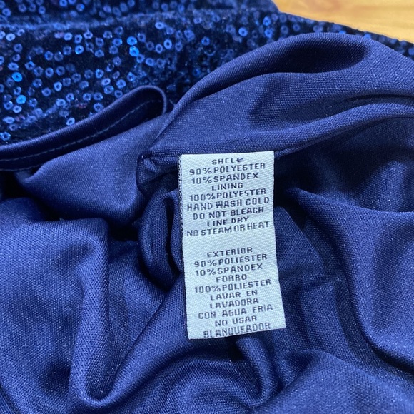 **NWOT ** Eliza J Velvet Allover Sequin Sheath Dress Navy Blue - Picture 15 of 17